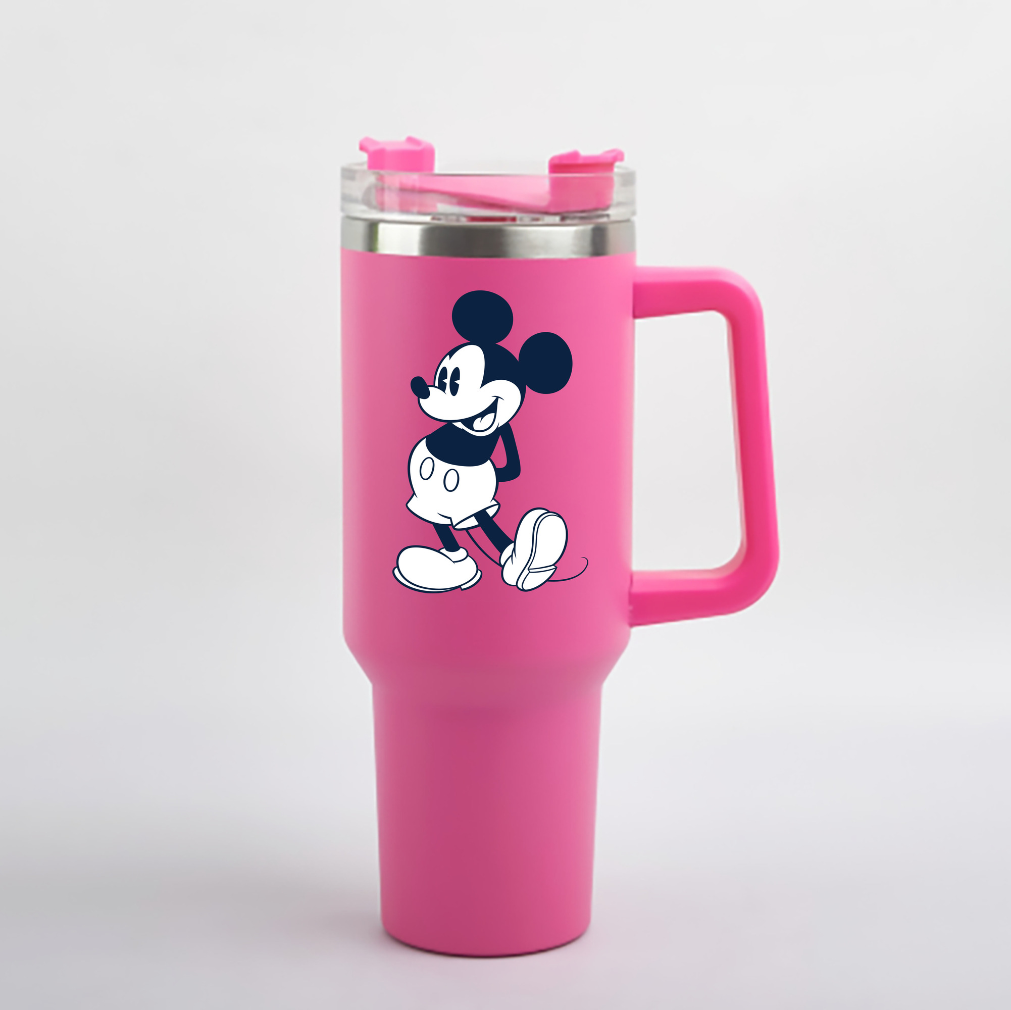 （画像用） ミッキーマウス Mickey Mouse 1200mL車用タンブラー - クリスタルステッカー（プラスチックストロー付き）